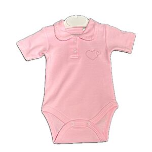 Romper roze met kraagje en hartjes 