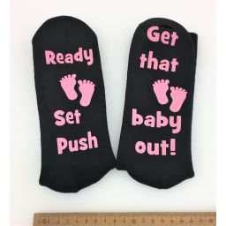 Bevallingssokken ready set push zwart met roze 39-42