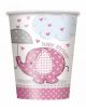 Babyshower beker olifant roze 8 stuks